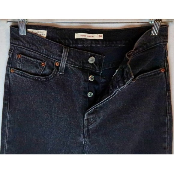 Levi’s wedgy slim straight leg butterfly black denim jeans size 28 - Picture 5 of 7